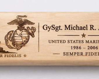 Personalized USMC Tribute Wooden Pen Box, Engraved Marine Corps Keepsake