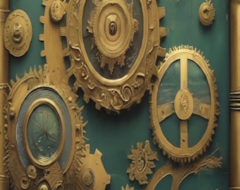 Steampunk Pen Blank: Aged Brass & Copper Cogs, Resin Cast