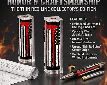 Fire Axe Thin Red Line Pen Blank | Bolt Action & Sierra Pen Kits