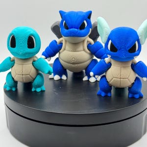 Articulated 3D Printed Squirtle Evolution Figures | Pokémon-Inspired Water Type Fan Art Collectibles| Desk Toy By Funk Flexis