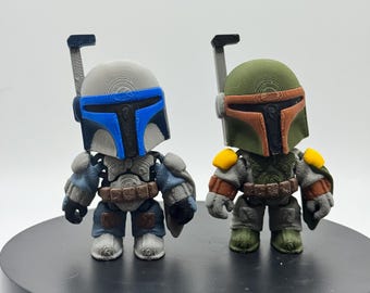 Mini guerrieri mandaloriani - Personaggi ispirati a Star Wars stampati in 3D / Collezionabili articolati personalizzati in stile Jango e Boba di Funk Flexis