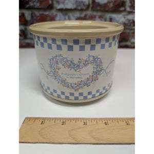 Vtg Rival Potpourri Crock 3206 /1 Blue Check Cottagecore Floral Heart Simmer Pot