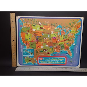 Vintage Dunkin Hines USA Karte Geographie Rahmen Puzzle