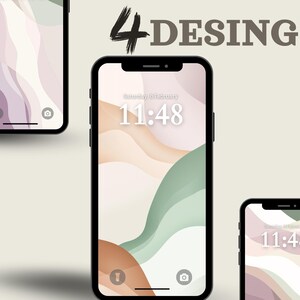 Abstrakte Welle Telefon-Hintergründe, Minimalistische ästhetische Hintergründe, erdige Ton-Digital-Kunst, weiche neutrale iPhone- und Android-Hintergründe