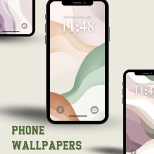 Minimalist Wavy Abstract Phone Wallpapers – Pastel Aesthetic iPhone & Android Backgrounds | Digital Download