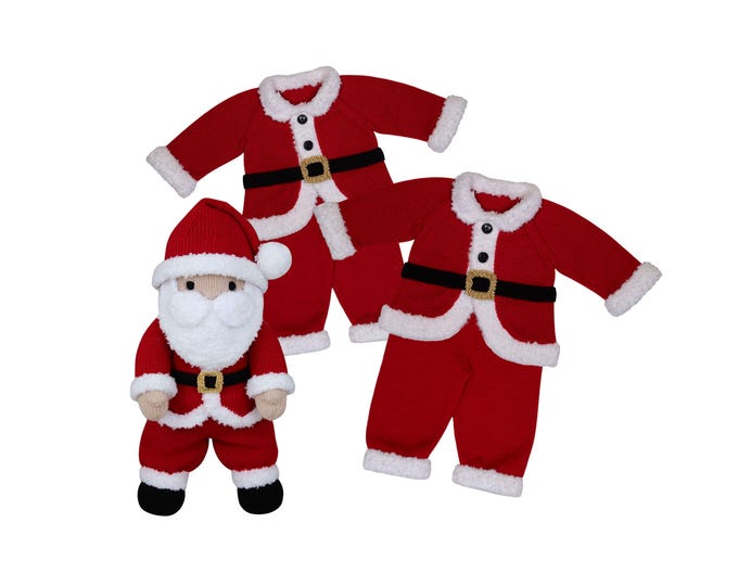 Knit a Teddy Matching Santa Suit for Baby and Teddy