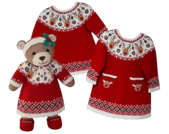 Matching Christmas Dress for Baby and Teddy