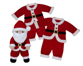 Knit a Teddy Matching Santa Suit for Baby and Teddy