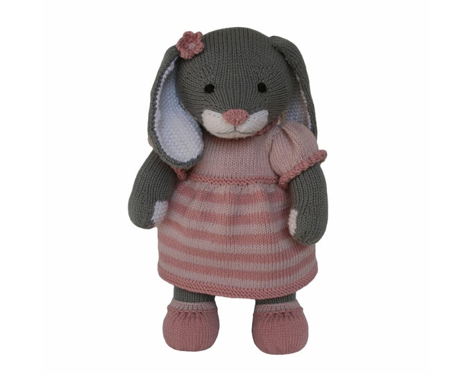 Pink Stripy Dress Outfit - Knit a Teddy