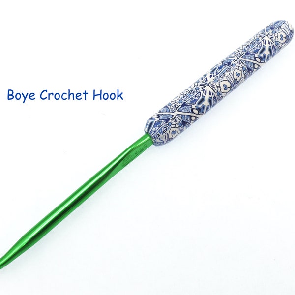 Crochet, Boye Polymer Clay Covered Crochet Hooks, Tuile portugaise, Crochet Hook Size B-N, Custom Crochet Needle