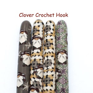 Crochet Hook, Polymer Clay Covered Clover Amour Crochet Hook, Ergonomic Crochet Hook, Gnome, Granny Square