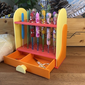 Crochet Hook Organizer with Storage, Crochet Hook Display, Crochet Hook Holder, Crochet Hook Case