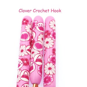 Pink Crochet Hook, Polymer Clay Covered Clover Amour Crochet Hook, Fashion Doll, Doll Accessories, Flowers, Purse, Crown