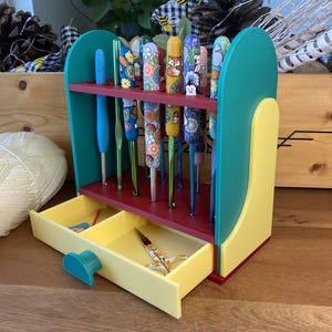 Crochet Hook Organizer with Storage, Crochet Hook Display, Crochet Hook Holder, Crochet Hook Case