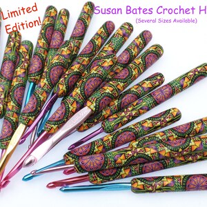 Crochet Hook, Polymer Clay Covered Susan Bates Crochet Hook, Kaleidoscope, Abstract, Colorful, Limited Edition