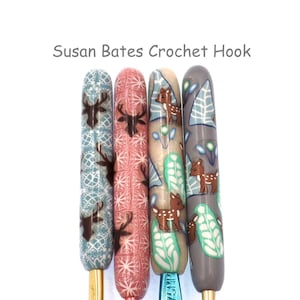 Crochet Hook, Polymer Clay Covered Susan Bates Crochet Hook, Deer, Forest, Woodland, Animal