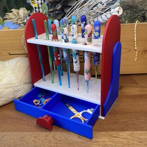 Crochet Hook Organizer with Storage, Crochet Hook Display, Crochet Hook Holder, Crochet Hook Case