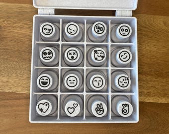 16 Emoji 1 Stamps for Clay, Pottery Stamps, Polymer Clay stamps, Smile