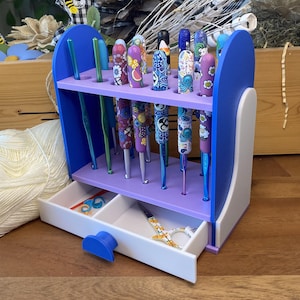 Crochet Hook Organizer with Storage, Crochet Hook Display, Crochet Hook Holder, Crochet Hook Case