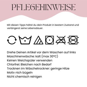 May include: A care instructions graphic with the German text "PFLEGEHINWEISE" at the top. The image includes washing symbols and text detailing how to care for the product, such as washing at 30&deg;C and avoiding bleach.