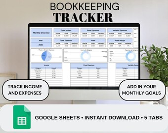 Registro contable / Registro de ingresos y gastos para pequeñas empresas / Registro de transacciones / Hoja de cálculo financiera / Plantilla de Google Sheets
