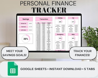 Rastreador de finanzas personales rosa / Rastreador de patrimonio neto / Rastreador de ahorros / Rastreador de deudas / Rastreador de transacciones / Planificador financiero