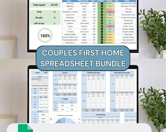 Paquete de hojas de cálculo para la primera vivienda de la pareja / Lista de artículos para el hogar / Seguimiento del presupuesto de la pareja / Hoja de cálculo de finanzas conjuntas de la pareja / Vivienda para parejas