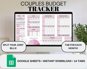 Planificador de presupuesto mensual para parejas / Planificador de pagos para parejas / Hoja de cálculo de presupuesto para parejas / Planificador de presupuesto para facturas conjuntas / Planificador de ahorros conjuntos