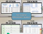 Student Spreadsheet Bundle | Student Planner | Income & Expense Tracker | Meal Planner | Task Planner | Organised Google Sheets Bundle