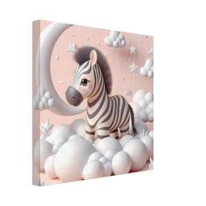 Zauberhafter Leinwanddruck – Cartoon-Stil Zebra auf Wolken