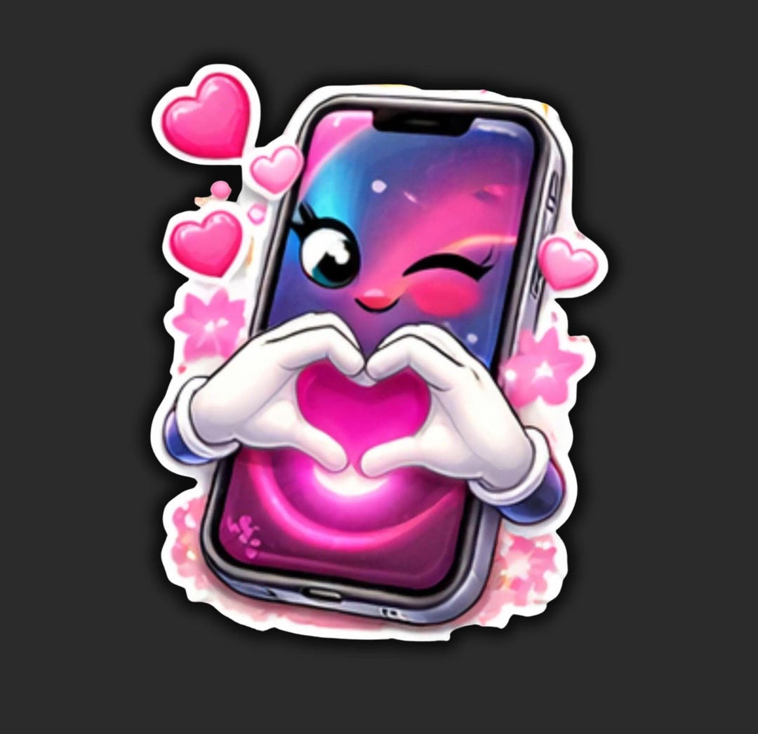 12 Kawaii Smartphone Stickers PNG Bundle, Cute Phone Emoji Clipart ...