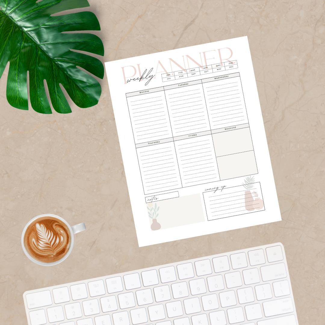 Weekly Planner PDF – Digital & Printable Download – Minimalist Design ...