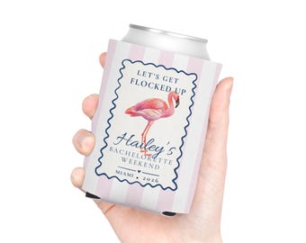 Flamingo Bachelorette Skinny & Regular Can Koozie | Can Cooler | Personalized Beach Party Koozie
