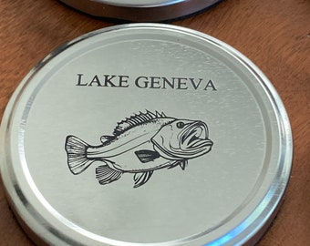 Lake house decor Geneva wine coasters