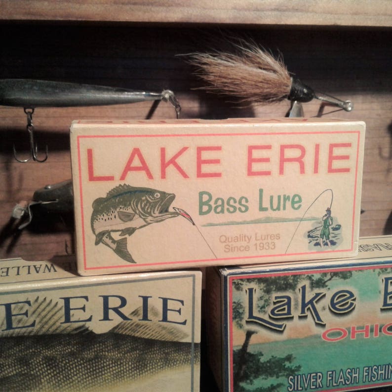 Lake Erie fishing lure boxes decor lake house cabin image 1