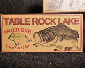 Table Rock Lake lake house fishing cabin decor nostalgic fishing lure boxes