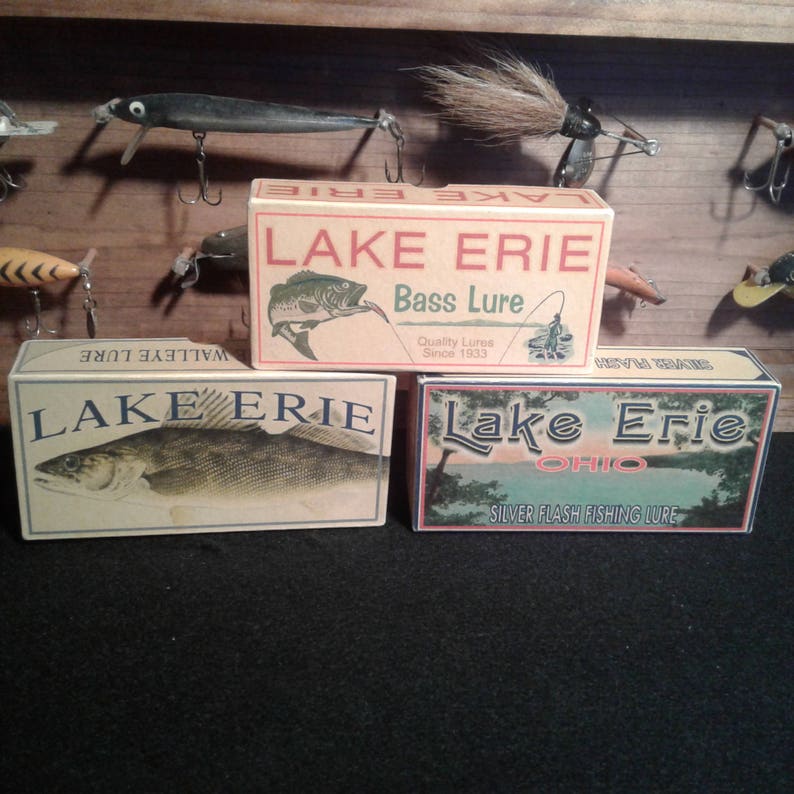 Lake Erie fishing lure boxes decor lake house cabin image 6