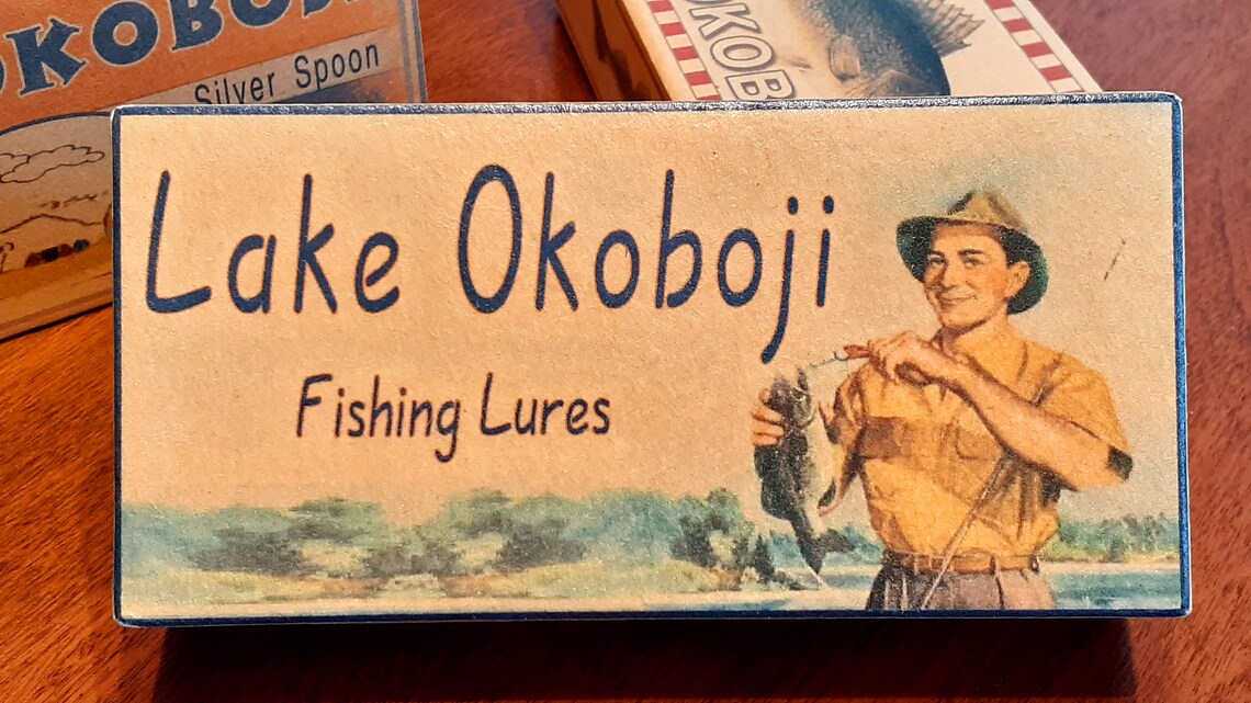 Lake Okoboji Fishing Lure Boxes Cabin Decorations Etsy