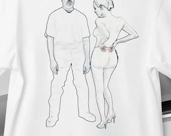 Oversize T-shirt - Cotton White & Black colors, exklusive Prints, Bully, Kanye West, Bianca Censori - Unique Gift, Grammys Style