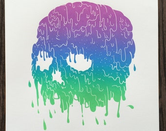 Drippy Skull Screen Print