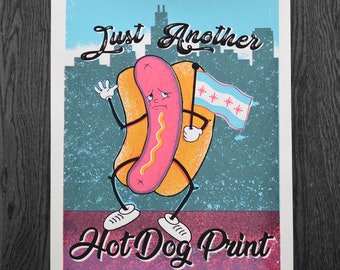 Chicago Hot Dog Screen Print, Sad Dog