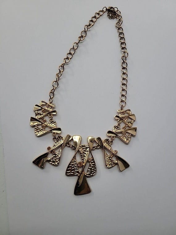 Vintage Gold Tone Abstract Geometric Statement Ne… - image 8