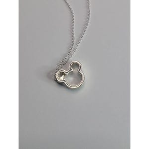 Disney Minnie Mouse Rhinestone Necklace Silver Tone Bow Pendant immagine 10
