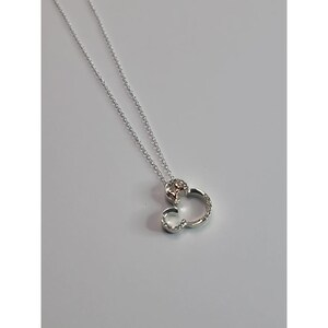 Disney Minnie Mouse Rhinestone Necklace Silver Tone Bow Pendant immagine 8