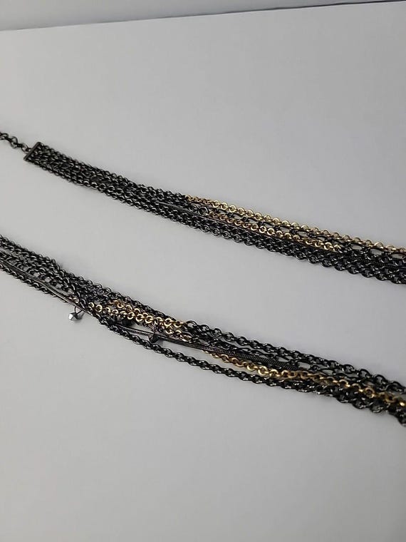 Vintage Chicos Multi Strand Necklace Gunmetal Gol… - image 14