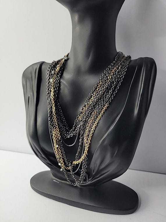 Vintage Chicos Multi Strand Necklace Gunmetal Gol… - image 5