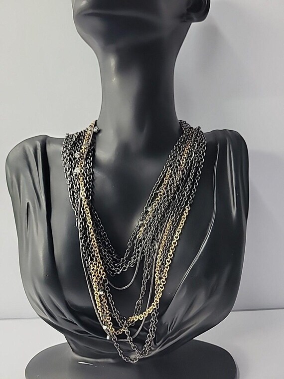 Vintage Chicos Multi Strand Necklace Gunmetal Gol… - image 2