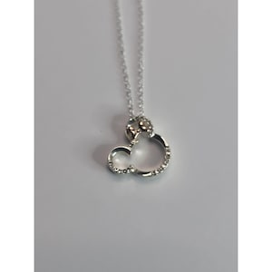 Disney Minnie Mouse Rhinestone Necklace Silver Tone Bow Pendant immagine 5