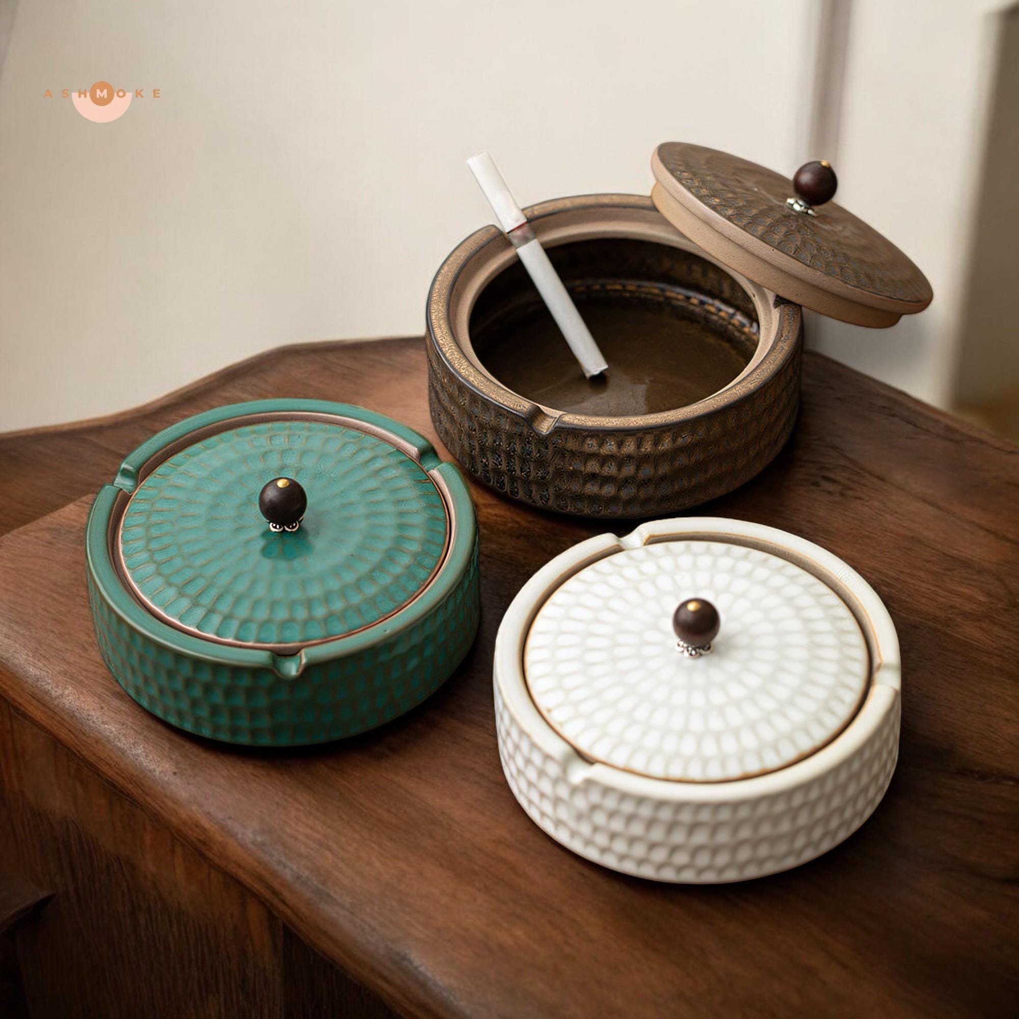 Vintage Ceramic Ashtray With Lid | Retro Ceramic Clay Ashtray ...