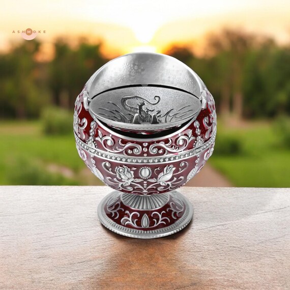 Vintage Aschenbecher Mit Deckel – Winddicht, Aus Metall, Drachen-Design Für Drinnen & Draußen